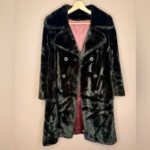 Borgazia Vintage Dark Chocolate Brown Faux Fur Coat Women's Size 8 Mob Wife Glam